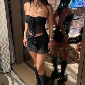 Black Strapless Ruffle 2 piece